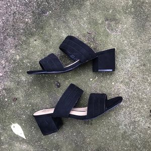 Black Suede Block Heel Mule